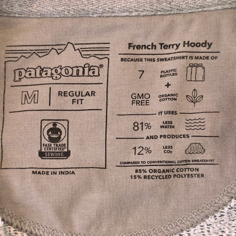 Patagonia Men's M French Terry Hoody Blue Full Zip Mountain Logo 1973 Graphic - Picture 8 of 11